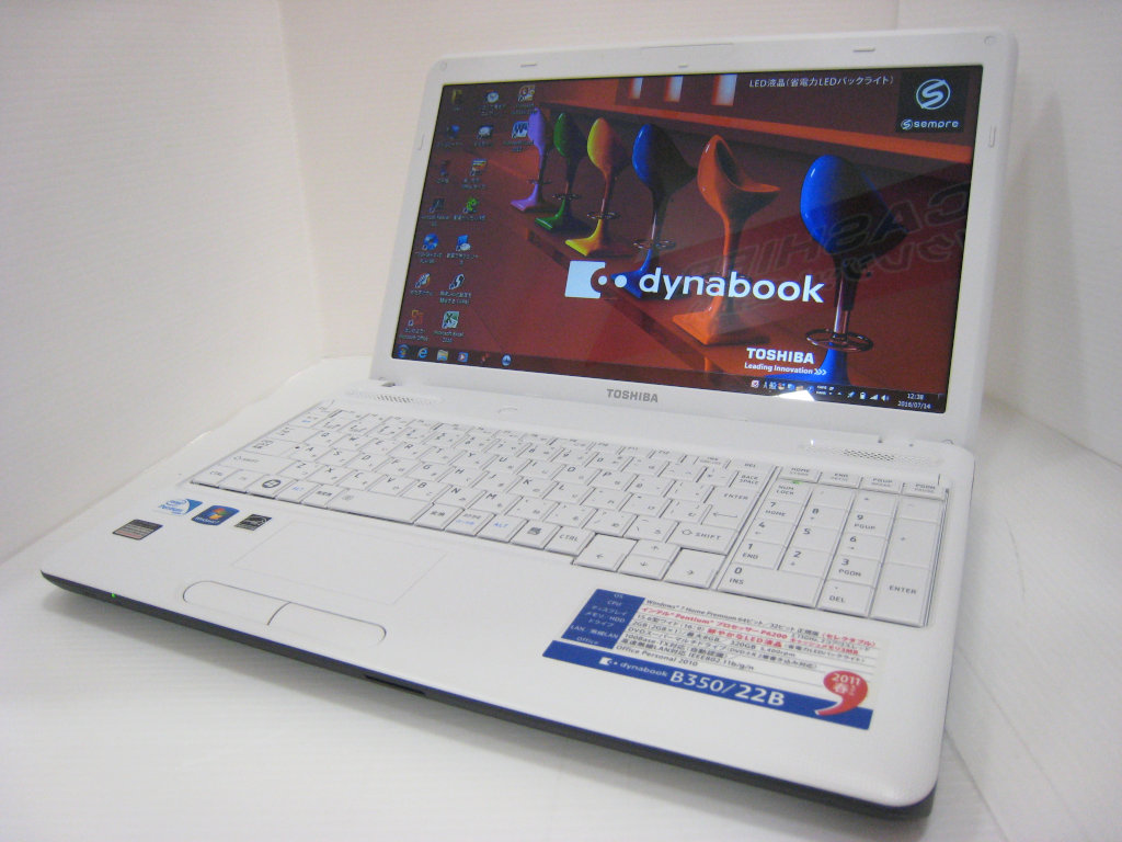 東芝 dynabook B350/22B CPU:Pentium P6200 2.13GHz / メモリ：4GB