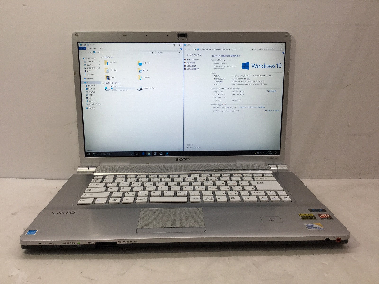 ノートPC SONY VGN-FW30B 4G DVD 無線 カメラ Win10