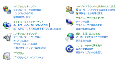 ネットワークの状態とタスクの表示
